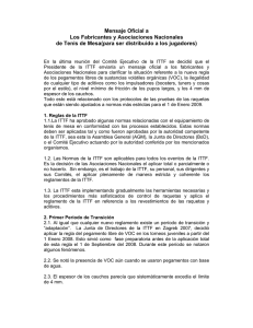 Mensaje de ITTF a los Fabricantes y Asociaciones