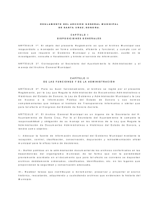 Reglamento del Archivo General Municipal de Santa Cruz, Sonora