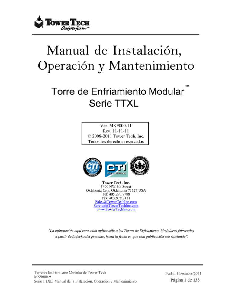 Manual De Instalación, Operación Y Mantenimiento