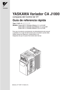 Guía de referencia rápida YASKAWA Variador CA J1000