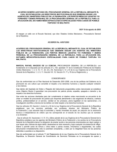 acuerdo nmero a/057/2003 del procurador general de la repblica
