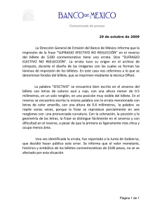 La Dirección General de Emisión del Banco de México informa que