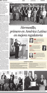 Hermosillo, primero en América Latina en mejora regulatoria