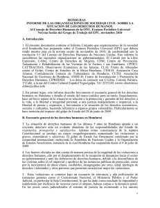 HONDURAS INFORME DE LAS ORGANIZACIONES DE SOCIEDAD