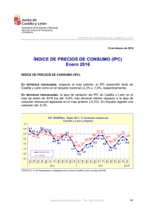ÍNDICE DE PRECIOS DE CONSUMO (IPC) Enero 2016