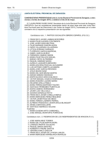 CANDIDATURAS PRESENTADAS ante la Junta Electoral Provincial