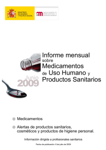 Informe mensual Medicamentos de Uso Humano y Productos