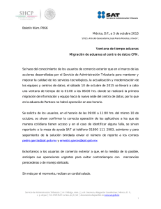 Boletín Núm. P066 México, D.F., a 5 de octubre 2015 Ventana de