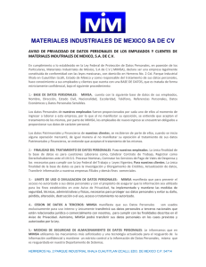 Aviso de Privacidad - Materiales Industriales de México, SA de CV