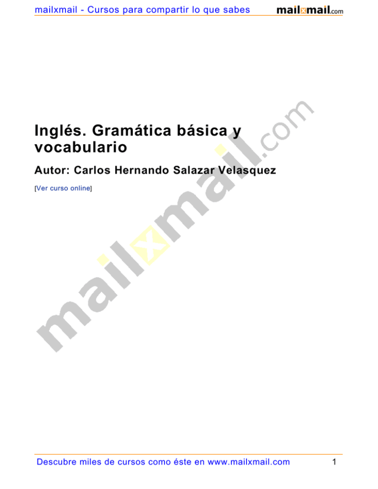 Inglés. Gramática Básica Y Vocabulario