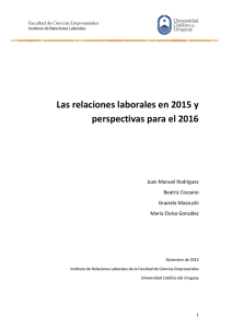 Las relaciones laborales en 2015 y perspectivas para el 2016
