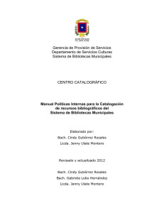 Manual de Políticas Internas para la Catalogación de recursos