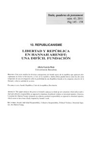 10. Republicanisme. Libertad v república en Hannah Arendt: una