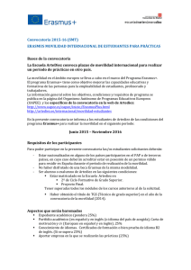 Convocatoria 2015-16 (SMT) ERASMUS MOVILIDAD