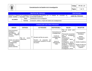 Caracterización de Gestión de la Investigación Código HPI