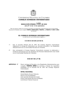 Resolución 103 de 2002 del Consejo Superior Universitario