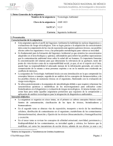 Toxicología Ambiental - Instituto Tecnológico de Colima