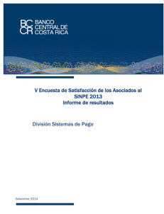 Informe V Encuesta de Satisfacción de los Asociados al SINPE -2013