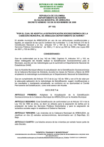 Decreto Urbano No. 103 del 5 de Noviembre de 2009