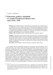 · Educación, política e identidad. La escuela Pestalozzi de Buenos