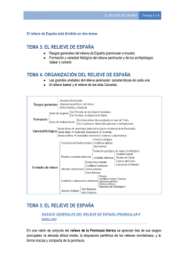 TEMA 3: EL RELIEVE DE ESPAÑA TEMA 4: ORGANIZACIÓN DEL