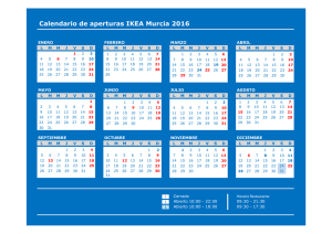 Calendario de aperturas IKEA Murcia 2016
