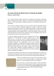 Un nuevo artículo de Ramón Acín en la Revista de Aragón