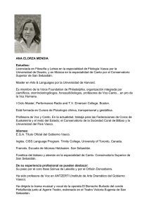 ANA ELORZA MENDIA Estudios: Licenciada en