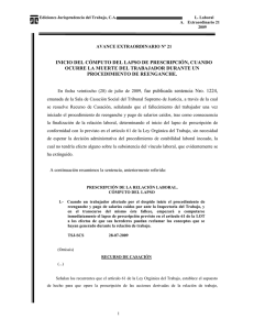 inicio del cómputo del lapso de prescripción, cuando - Juris-Line