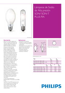 Lámparas de Sodio de Alta presión SON/ SON-T PLUS PIA
