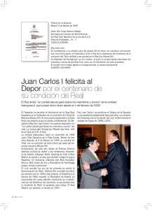 Juan Carlos I felicita al Depor por el centenario de su condición de
