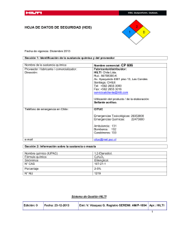 Ejemplo de presentación de hoja de datos de seguridad