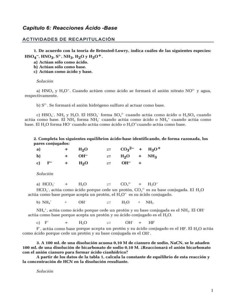 C6-Actividades De Recapitulación-Reacciones ácido-base