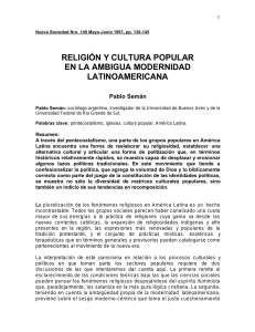 religión y cultura popular en la ambigua modernidad latinoamericana