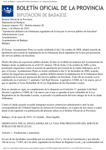 B.O.P. de Badajoz - Anuncio 00762/2010 del boletín nº. 20
