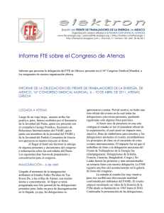 Informe FTE sobre el Congreso de Atenas