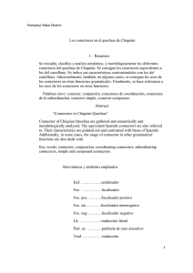 Conectores en Quechua de Chiqui&aacute;n: An&aacute;lisis Ling&uuml;&iacute;stico