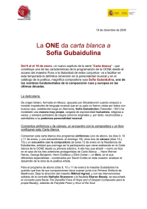Carta blanca a Sofia Gubaidulina - Orquesta y Coro Nacionales de