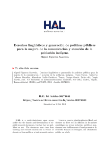 Derechos lingüísticos y generación de políticas públicas - Hal-SHS