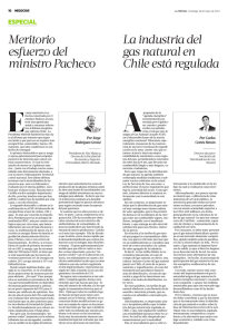 Meritorio esfuerzo del ministro Pacheco La industr gas natura Chile