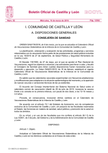 Boletín Oficial de Castilla y León del calendario de vacunación 2016