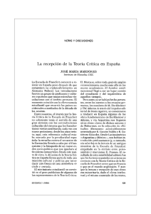 La recepción de la Teoría Crítica en España