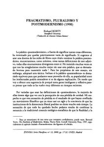 Pragmatismo, Pluralismo y Postmodernismo (1998)
