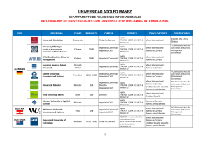 universidades y pa&iacute;ses con convenio de intercambio