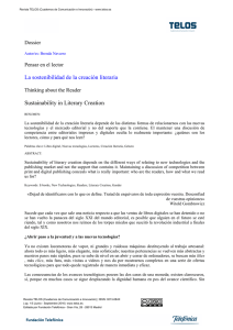 La sostenibilidad de la creación literaria Sustainability in Literary