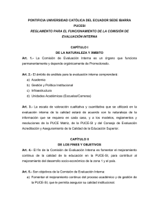 Reglamento para el funcionamiento de la Comisión de - PUCE-SI