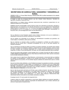 MODIFICACIÓN a la Norma Oficial Mexicana NOM-033-ZOO-1995
