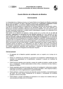 Convocatoria a Cuarta Edición de Maestría en Bioética de la