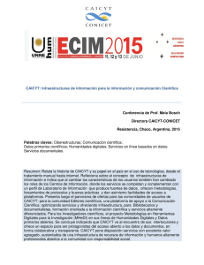 ECIM Conferencia Mela Bosch CAICYT Resistencia 2015