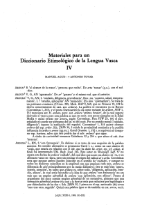 Materiales para un Diccionario Etimologico de la Lengua.Vasca